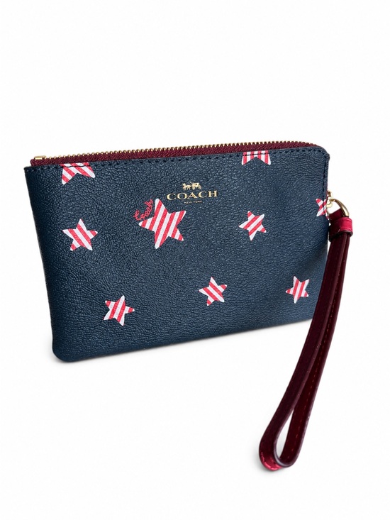 Coach Handbags - NWT Coach Patriotic Star Print Wristlet Navy Red White Zip Pouch w/ Packaging